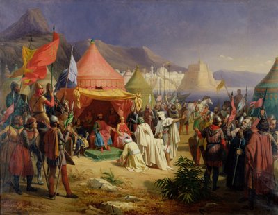 La presa di Tripoli, aprile 1102, 1842 da Charles Alexandre Debacq